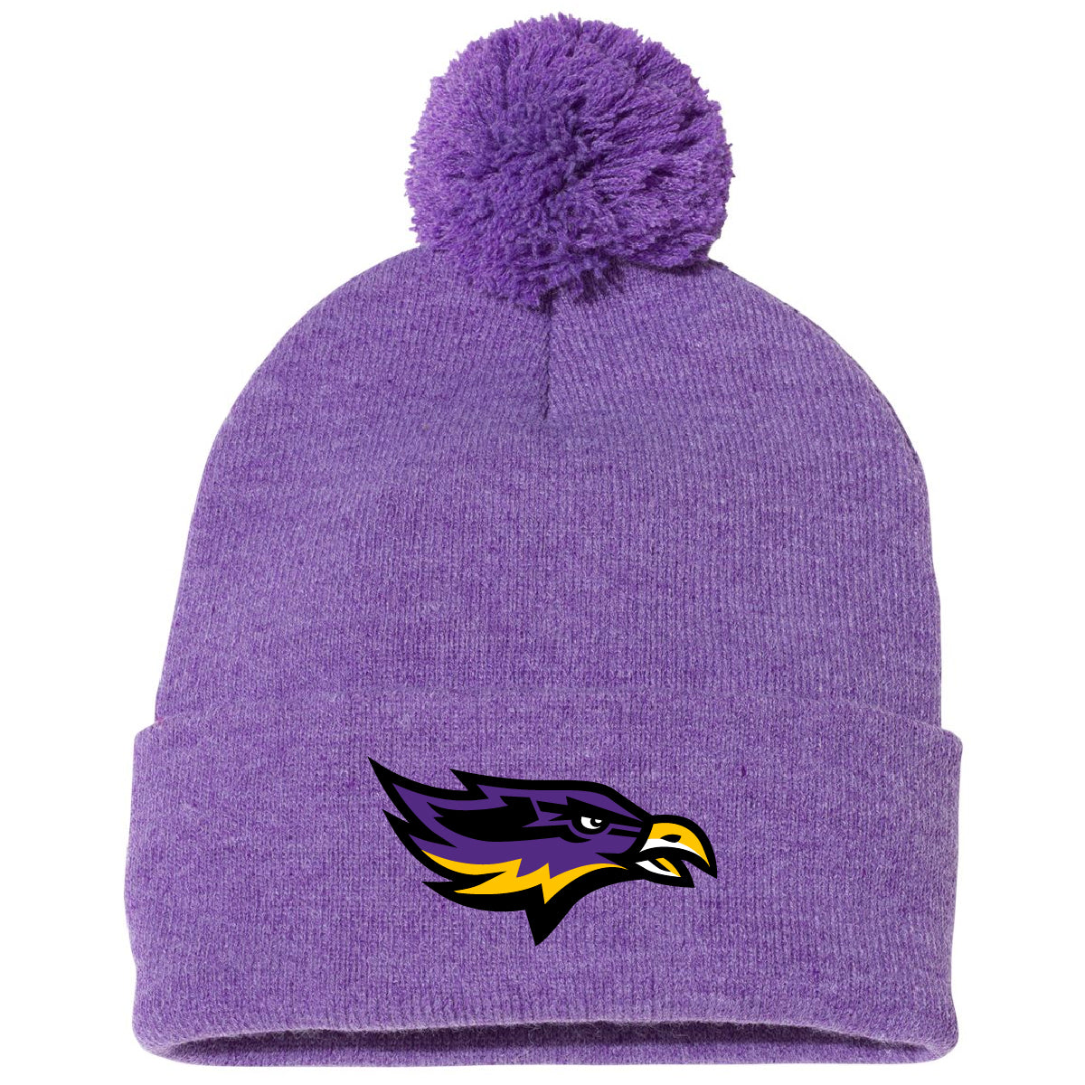 Embroidered Eagle Pom Beanie
